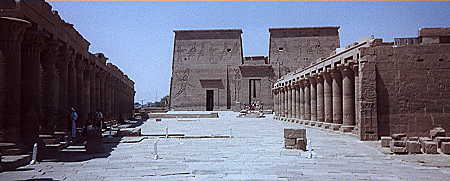 The two colonnade leading to the entrance of the Temple of Isis